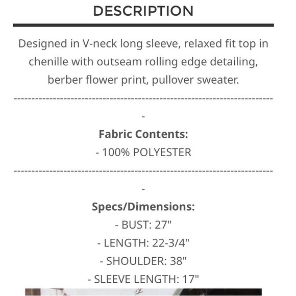 POL Cream Sweater with Pink Floral Design - Picture 3 of 3